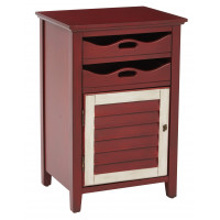 OSP Home Furnishings CHR08AS-YM27 Charlotte Chair Side Table in Vintage Wine with Oatmeal Finish